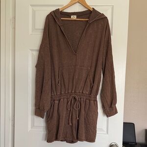 Blue Buttercup Brown Hooded Romper